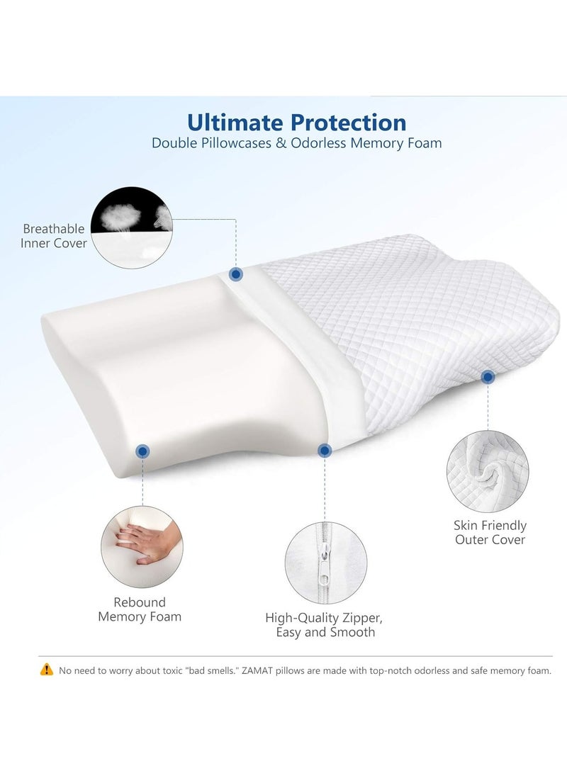 Orthopedic Cervical Memory Foam Pillow, Ergonomic Contour Design, Neck and Shoulder Pain Relief, Medical Grade Support, Suitable for Side Back and Stomach Sleepers, Washable Cover Included - Image 3