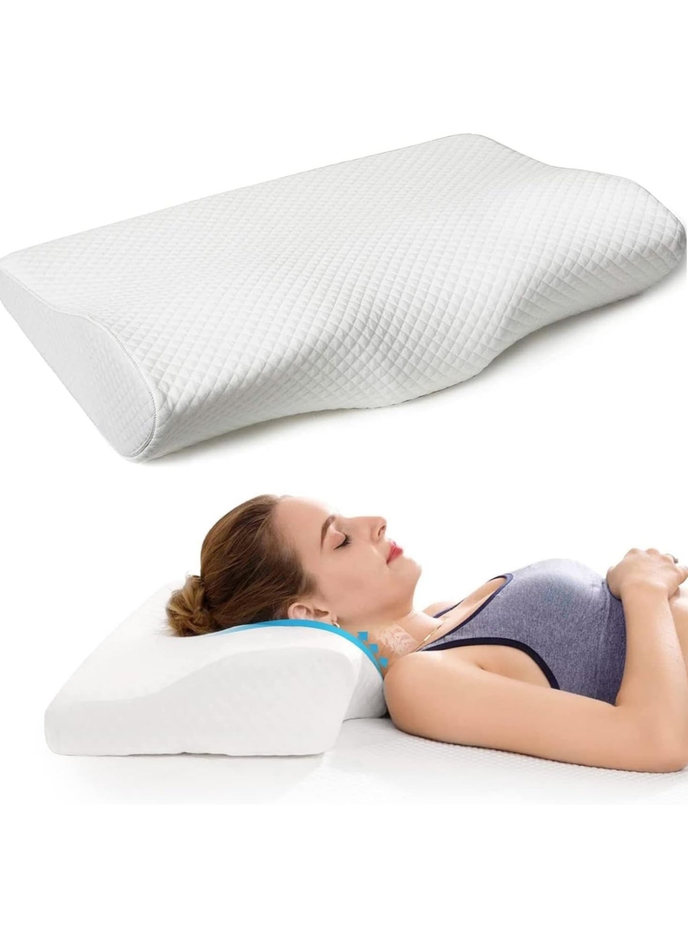 Orthopedic Cervical Memory Foam Pillow, Ergonomic Contour Design, Neck and Shoulder Pain Relief, Medical Grade Support, Suitable for Side Back and Stomach Sleepers, Washable Cover Included