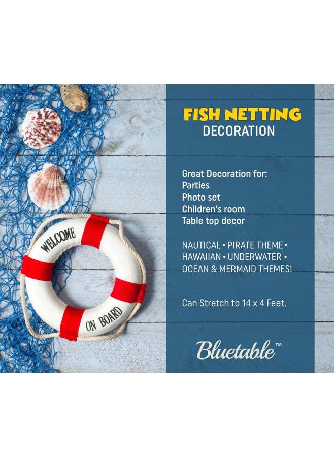 Bluetable Fish Net Decoration Party Decor – Blue Cotton Netting 48” x 144” Inches. Fishnet for Nautical Theme, Pirate Party, Hawaiian Party, Underwater, Beach, Ocean & Mermaid Party. - Image 2
