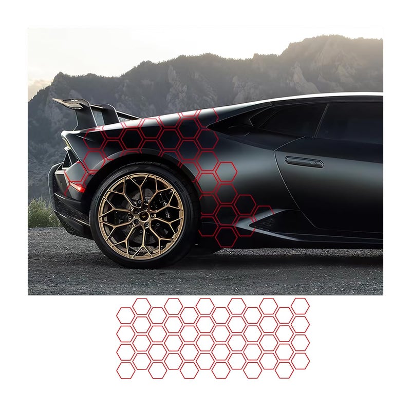 Bittwee Car Door Side Decals Automotive Body SelfAdhesive Wterproof DIY Hexagon Pattern Vinyl Door Side Graphics Stickers Decoration Accessories Universal for Vehicles SUV Trucks Red - Image 3