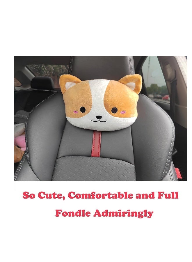 Cartoon Neck Pillow for Car and SUV, Car Headrest Pillow, Comfortable Soft Car Seat Pillow for Driving, Driving Support Head Rest Cushion, for Travelling and Home, 2 Pcs (Corgi) - Image 5