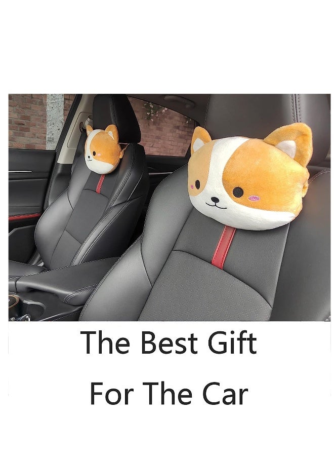Cartoon Neck Pillow for Car and SUV, Car Headrest Pillow, Comfortable Soft Car Seat Pillow for Driving, Driving Support Head Rest Cushion, for Travelling and Home, 2 Pcs (Corgi) - Image 4