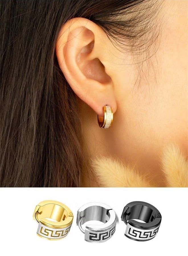 يا إلهي 6 PCS الفولاذ المقاوم للصدأ المقاوم المقاوم للصدأ أقراط ، رجال غير الصدأ ، غير الملحون ، أقراط قوية ودائمة بارد وعصري مناسبة لارتداء الفولاذ الذهبي والأسود في أي مناسبة - Image 4