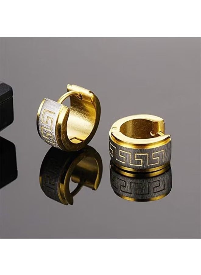 يا إلهي 6 PCS الفولاذ المقاوم للصدأ المقاوم المقاوم للصدأ أقراط ، رجال غير الصدأ ، غير الملحون ، أقراط قوية ودائمة بارد وعصري مناسبة لارتداء الفولاذ الذهبي والأسود في أي مناسبة - Image 5