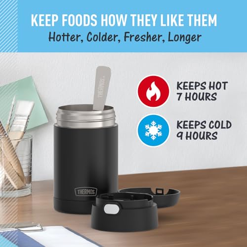 THERMOS FUNTAINER Insulated Food Jar, 16 Ounce, Kid Friendly Food Jar with Foldable Spoon, Matte Black - Image 5
