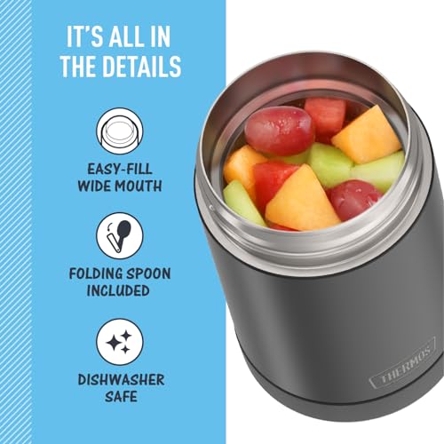 THERMOS FUNTAINER Insulated Food Jar, 16 Ounce, Kid Friendly Food Jar with Foldable Spoon, Matte Black - Image 4
