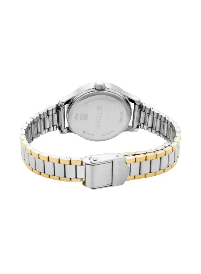 TITAN Titan Quartz Analog with Date Watch for Women With Silver Dial Two Toned Colour Metal Strap