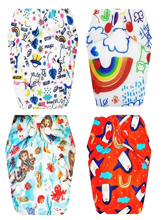 حفاضات قماشية فاخرة من دمبلدو للأطفال حديثي الولادة مع حشوة داخلية مدمجة (عبوة من 4 قطع) | مضادة للحساسية | وسادة ماصة من 6 طبقات | مناسبة للسفر | ضرورية للاستخدام اليومي | من 0 إلى 4 أشهر | للجنسين - Image 1