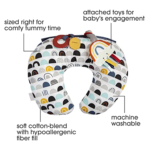 Boppy Tummy Time Prop, Black and White Modern Rainbows with Teething Toys, A Smaller Size for Comfortable Tummy Time, Attached Toys Encourage Neck and Shoulder Strength Building - Image 2