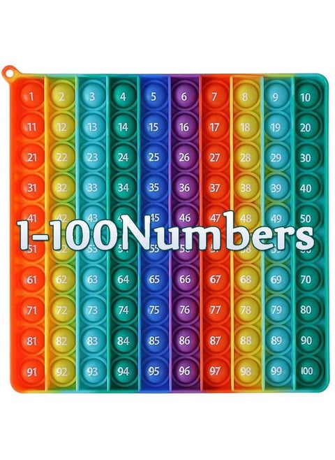 7.8In Big Size P0Pp Math Toys , Rainbow Square Fidget Ttoy 100Bubbles Stress Relieving Fidget Game For Teachers To Create Kinds Of Math Manipulatives【With 1100 Numbers Tables】