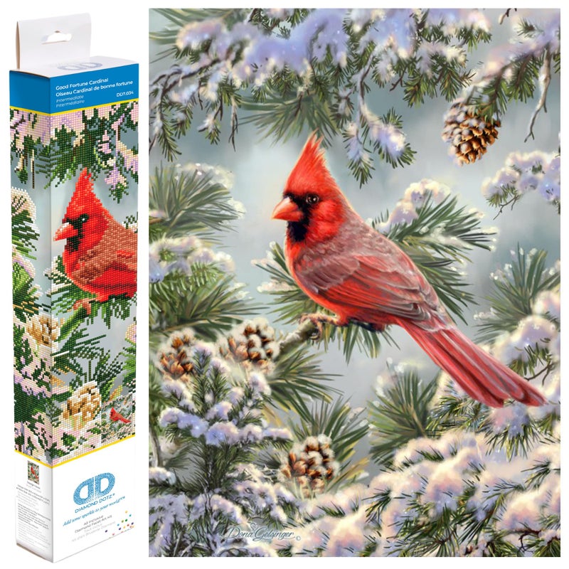 DIAMOND DOTZ Good Fortune Cardinal Diamond Painting Kits for Adults Diamond Art Kits a Relaxing Creative Craft Kit with Dotz Gems 179x14