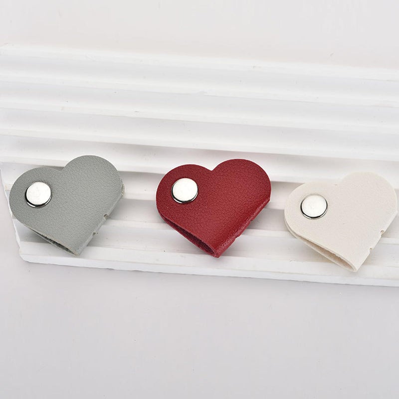 White Heart Shaped PU Leather Cord Organizer For Earphones Charging Wires - Image 4