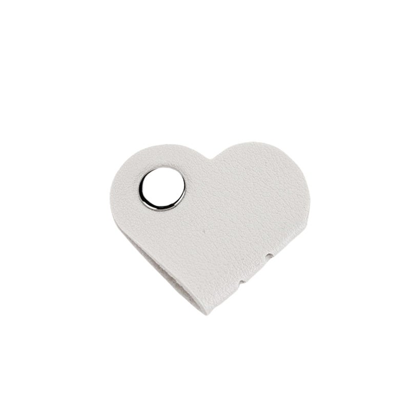 White Heart Shaped PU Leather Cord Organizer For Earphones Charging Wires - Image 2