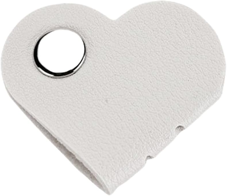 White Heart Shaped PU Leather Cord Organizer For Earphones Charging Wires - Image 1