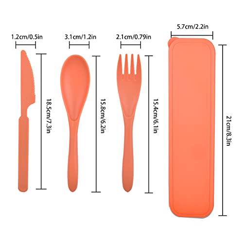 CUNTAUK Reusable Travel Utensils Set with Case, 4 Sets Plastic Portable Knife Fork Spoons Tableware for Kids Adults Travel Picnic Camping Utensils - Image 2