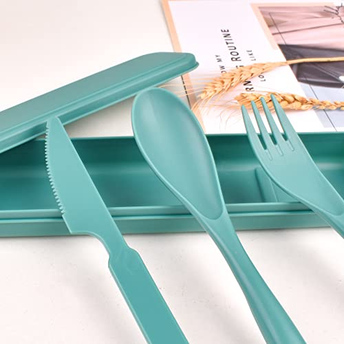 CUNTAUK Reusable Travel Utensils Set with Case, 4 Sets Plastic Portable Knife Fork Spoons Tableware for Kids Adults Travel Picnic Camping Utensils - Image 3
