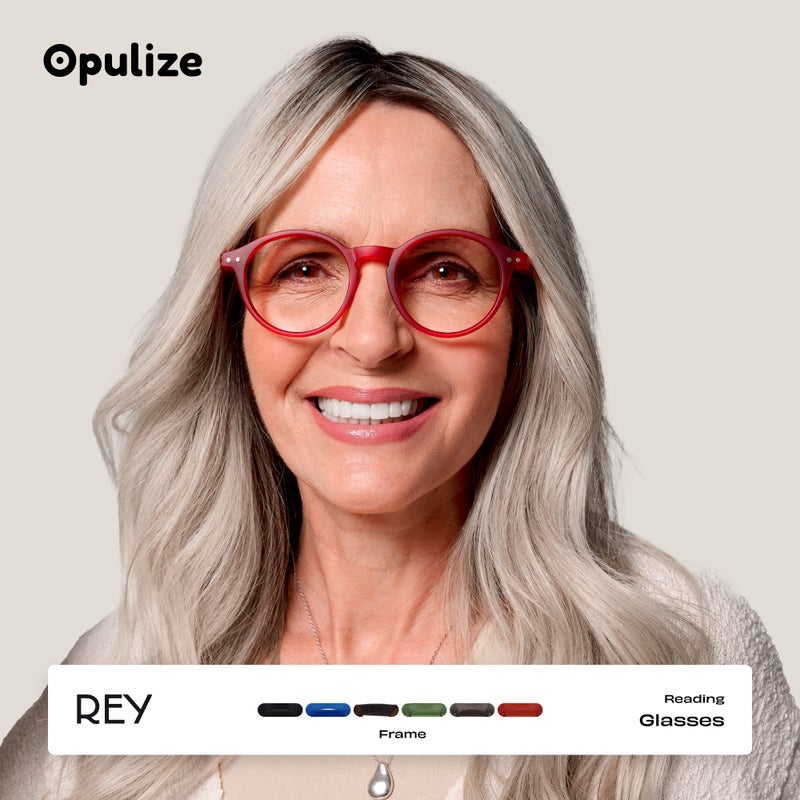 OPULIZE نظارات قراءة REY للنساء والرجال، إطار دائري Retro مع مفصلات زنبركية، أسود غير لامع +2.50 (عبوة من 1) - Image 4