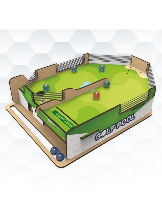 Webby Webby DIY Wooden Golf Pool Game with Marble, Table Top Fun Family Game Set for Kids and Adult  - Image 1