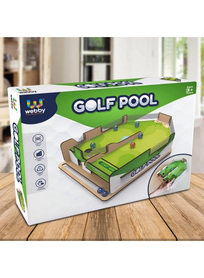 Webby Webby DIY Wooden Golf Pool Game with Marble, Table Top Fun Family Game Set for Kids and Adult  - Image 2