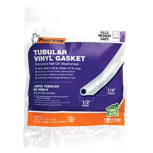 Frost King Tubular Vinyl Gasket Weatherstrip, 1/2" W, 1/4" T, 17' L, White (V18WH) - Image 4