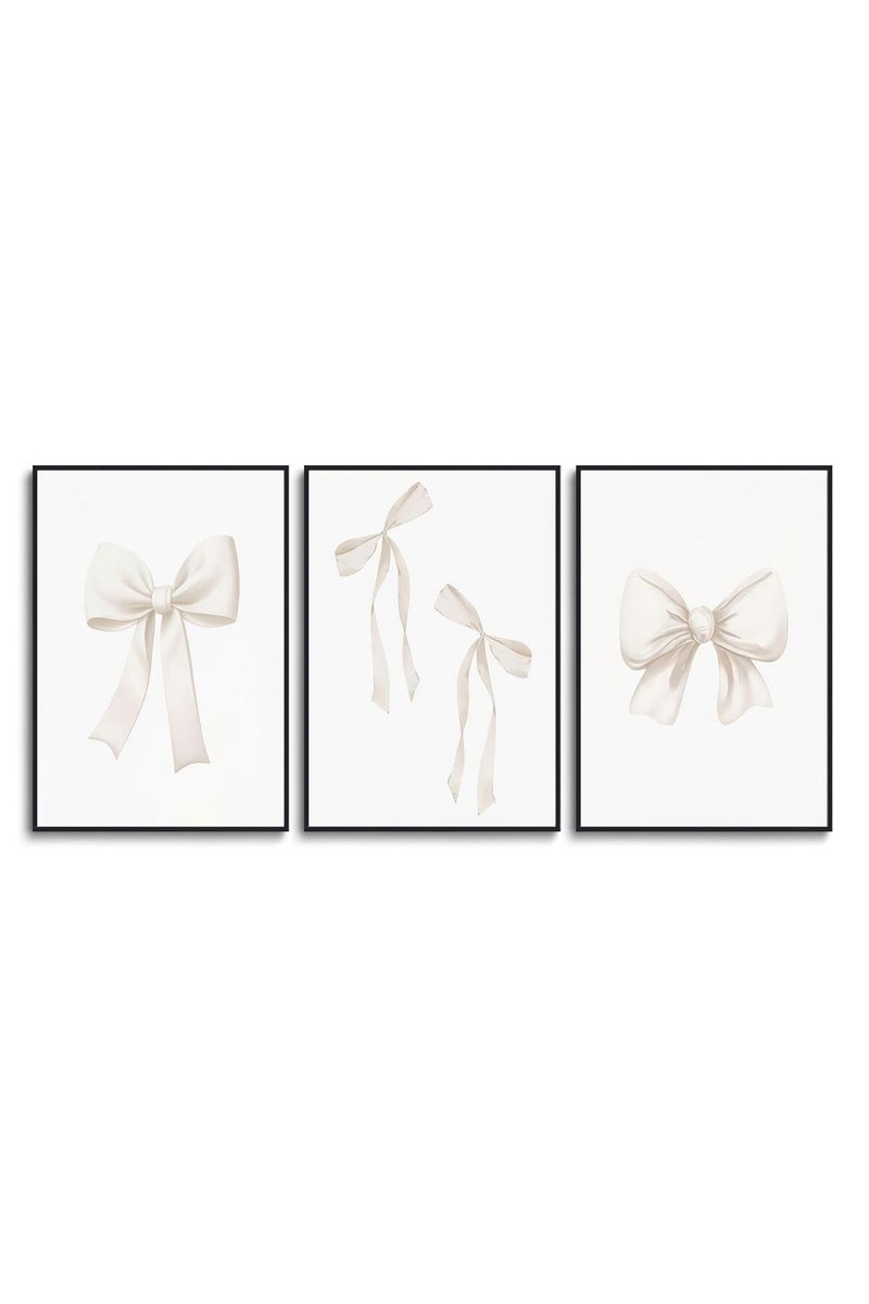 Djmwtb Beige Bow Wall Art Set of 3 (Beige Bow, 12"x16" Poster) - Image 1