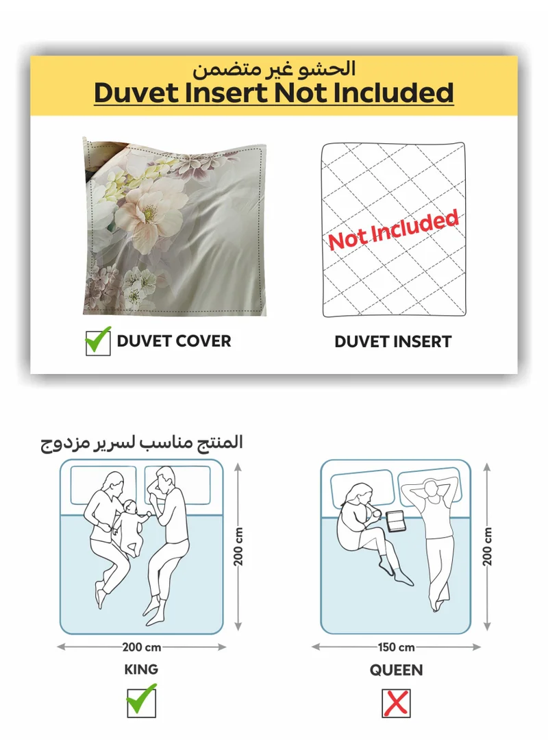 Donetella KING (200x200 cm) Digital Print Duvet cover Set, King Size 220x240 cm - 6-Pcs Bed Set, ,Emirate Collection, Microfiber - 1 Duvet Cover, 1 Fitted Sheet, 2 Pillow Shams, 2 Pillowcases (Filler Not Include)  | Best Price UAE