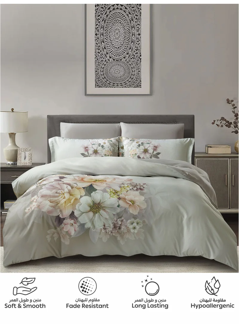 Donetella KING (200x200 cm) Digital Print Duvet cover Set, King Size 220x240 cm - 6-Pcs Bed Set, ,Emirate Collection, Microfiber - 1 Duvet Cover, 1 Fitted Sheet, 2 Pillow Shams, 2 Pillowcases (Filler Not Include)  | Best Price UAE