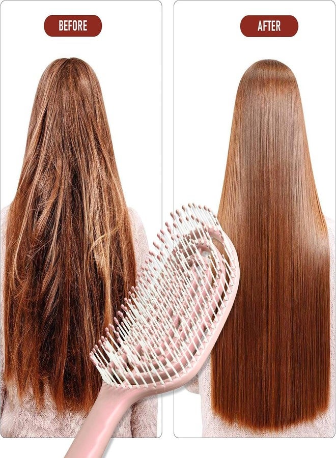 AMPLIN Pink Kawaii Hair Brush for Girls, Women, Kids - Hollow out Hair Detangler Styling Comb, Travel Grooming Tool for All Hair Types, Birthday Valentine's Day Gift - Image 4