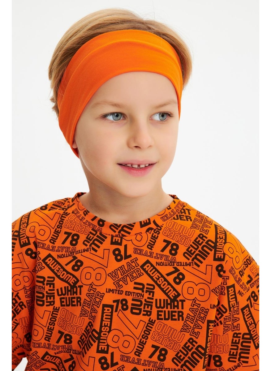 Babygiz Orange-Orange Boy's Cotton Oversize Orange T-Shirt Orange Bandana Set of 2  - Image 1