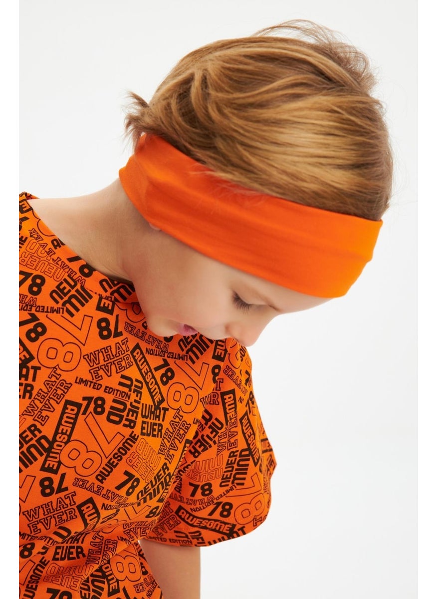 Babygiz Orange-Orange Boy's Cotton Oversize Orange T-Shirt Orange Bandana Set of 2  - Image 3