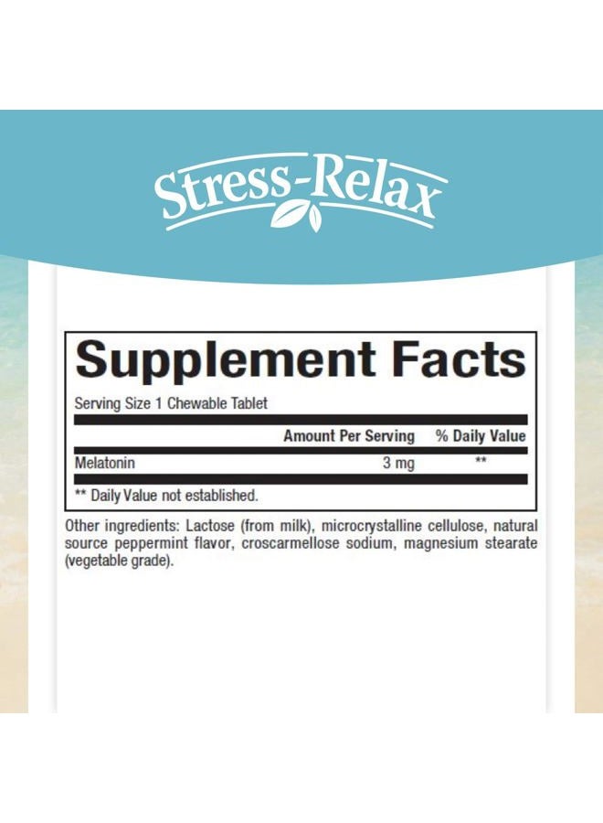 natural Factors Stress-Relax Melatonin 3 mg by Natural Factors, Natural Sleep Aid, Resets the Sleep-Wake Cycle, 180 chewable tablets (180 servings), Peppermint Flavor  - Image 2