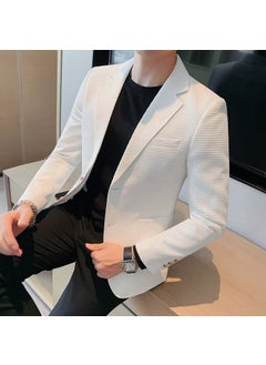 Generic Stylish Waffle Mens Blazer Autumn Slim Fit Casual Suit Jacket X850 White  - Image 1