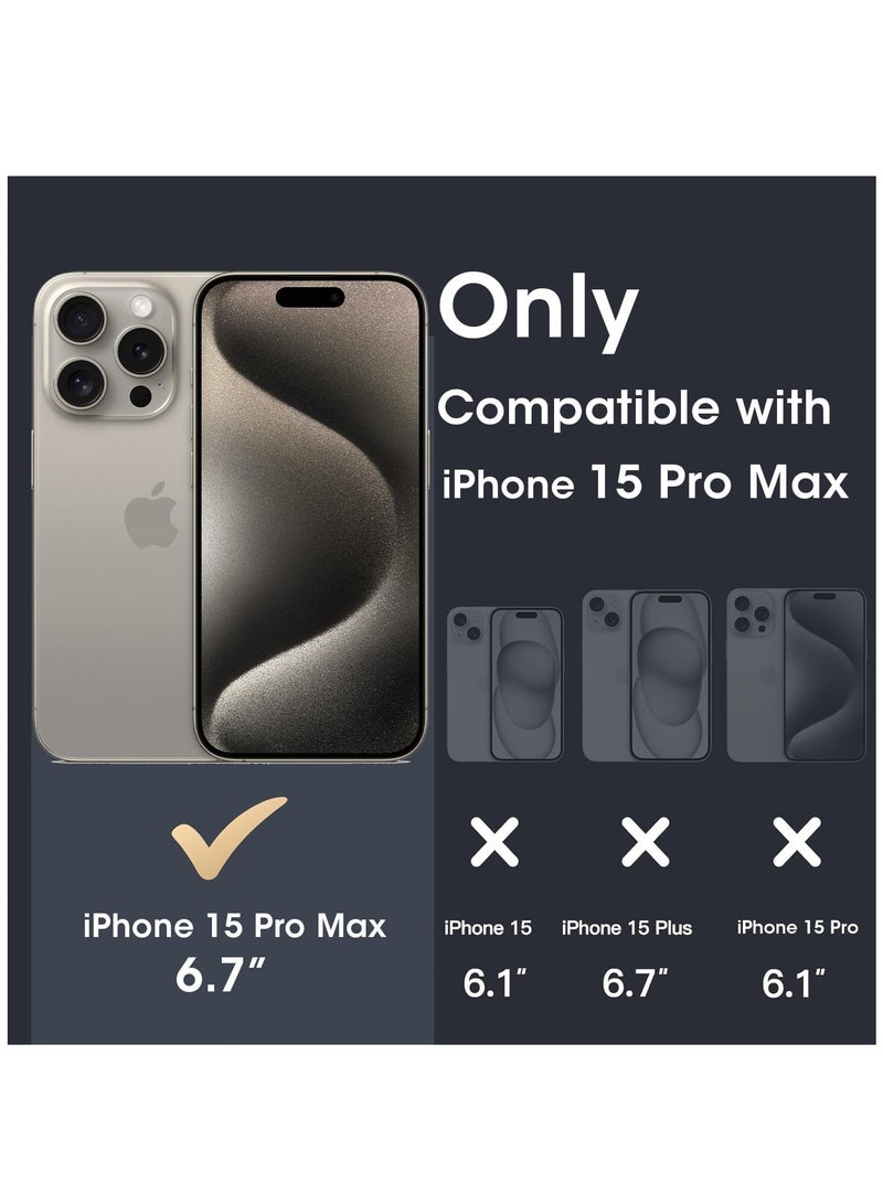 SOLARAE For iPhone 15 Pro Max Case, Compatible with MagSafe, Corrugated Mobile Phone Case, Yellowing Resistant, Magnetic Phone Case for iPhone 15 Pro Max, Matte Hard Shell(Translucent Black) - Image 2