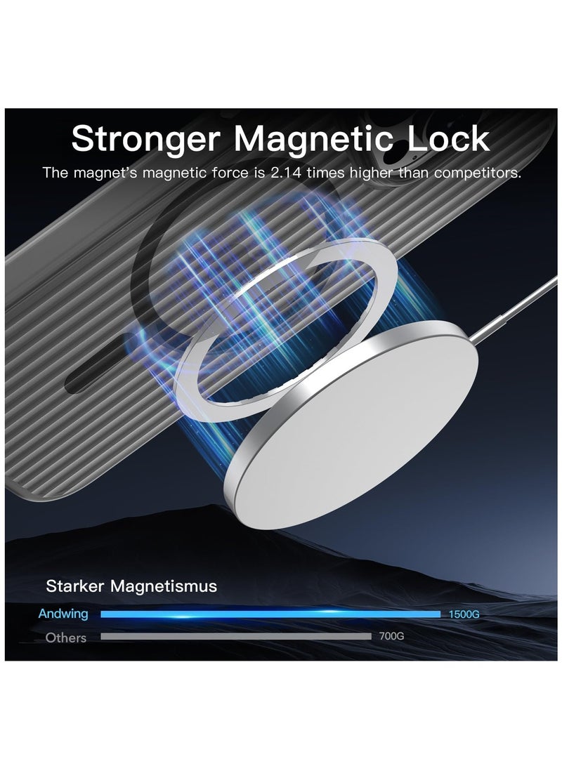 SOLARAE For iPhone 15 Pro Max Case, Compatible with MagSafe, Corrugated Mobile Phone Case, Yellowing Resistant, Magnetic Phone Case for iPhone 15 Pro Max, Matte Hard Shell(Translucent Black) - Image 3