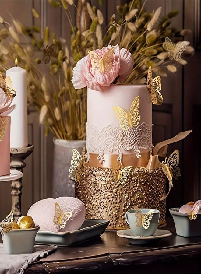 DMAYA 3D Butterfly Wall Decor with Sticking Pads | Metallic Party & Home Decoration Stickers | Set of 12 | Golden | Reusable | DIY Art Decor - Image 2