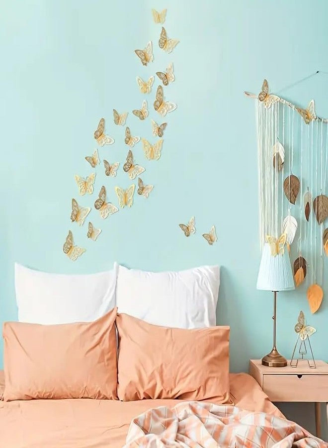 DMAYA 3D Butterfly Wall Decor with Sticking Pads | Metallic Party & Home Decoration Stickers | Set of 12 | Golden | Reusable | DIY Art Decor - Image 3