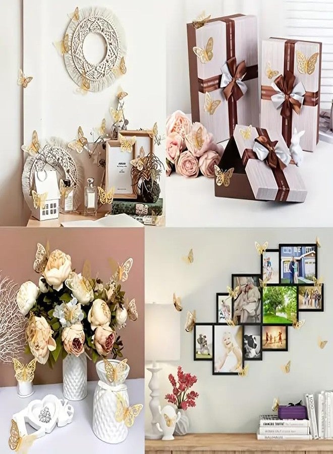 DMAYA 3D Butterfly Wall Decor with Sticking Pads | Metallic Party & Home Decoration Stickers | Set of 12 | Golden | Reusable | DIY Art Decor - Image 4