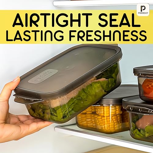 PIXERDOT® Set Of 6 1200ml - Multipurpose Food Storage Container For Kitchen, Airtight & Leakproof, BPA-Free Plastic Food Containers With Lids, Kitchen & Fridge Organizer Storage Container, Food Box - Image 2