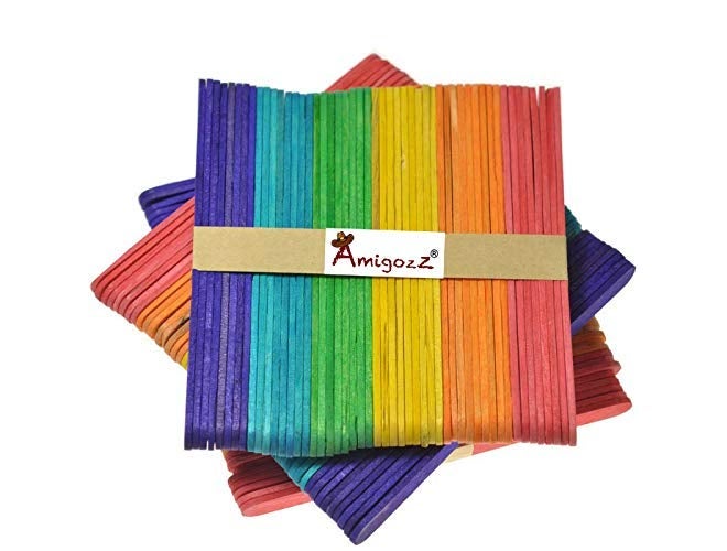 AmigozZ عصي الآيس كريم الخشبية الملونة للحرف اليدوية والهوايات، والتدوين، وأعمال المشاريع : عبوة 100 قطعة - Image 2