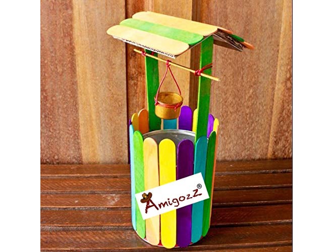 AmigozZ عصي الآيس كريم الخشبية الملونة للحرف اليدوية والهوايات، والتدوين، وأعمال المشاريع : عبوة 100 قطعة - Image 4