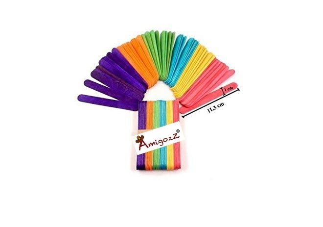 AmigozZ عصي الآيس كريم الخشبية الملونة للحرف اليدوية والهوايات، والتدوين، وأعمال المشاريع : عبوة 100 قطعة - Image 5