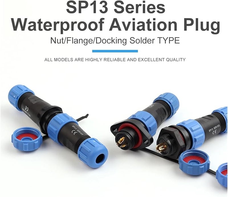 Docking Type Waterproof Connector Set 3 Pin Aviation Socket Cable Wire Flange Nut - Image 3