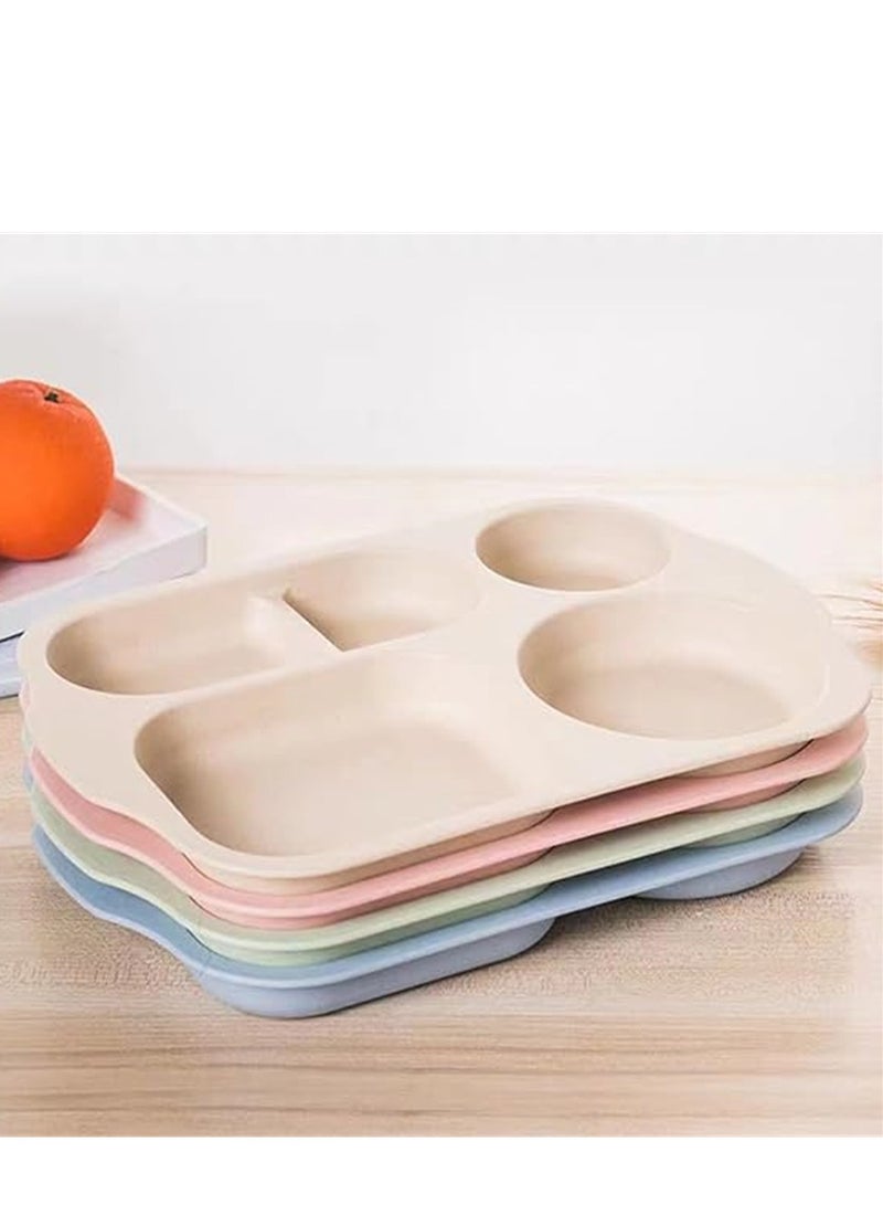 SYOSI Wheat Straw Meal Plate, 4 Pcs 12 Inch Divided Plates, Reusable Unbreakable Wheat Straw Plates, Dinnerware Lunch Tray Plates Tableware for Kitchen, Picky Eaters, Campers and Portion Control - Image 2