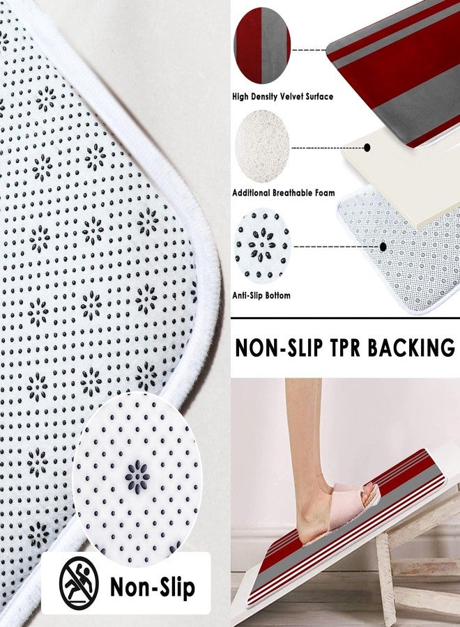 ArtSocket Burgundy Stripes Bathroom Set with Shower Curtain and Rugs Accessory, Grey Line Vintage Abstract Beautiful Shower Curtain for Bathroom Decor 4 Pcs - Image 3
