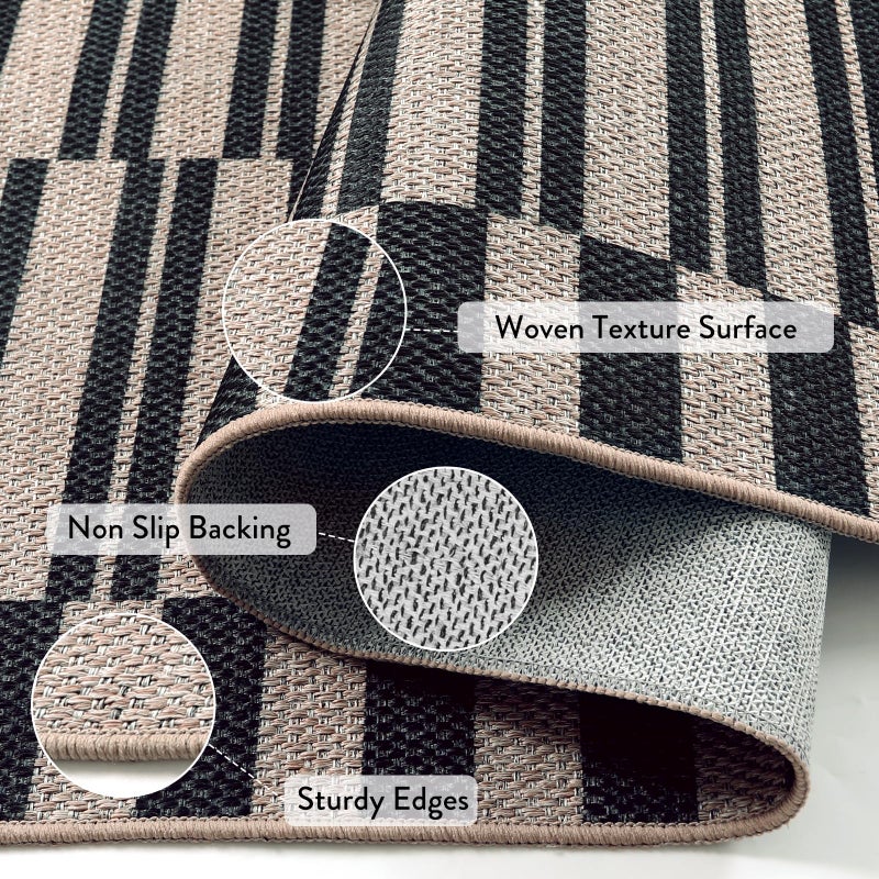 La Home Lahome Elance Striped Easy Jute Rug, 3x5 Outdoor Patio Porch Rug Washable Rugs for Entryway, Indoor Outdoor Living Room Carpets, Farmhouse Neutral Non Slip Black Carpet for Backyard Bedroom RV - Image 3