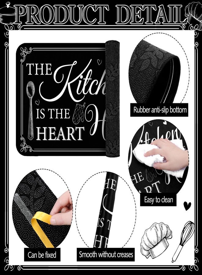 Bencailor 3 Pieces Kitchen Rugs Set Non Slip Washable Kitchen Mats Farmhouse Welcome Door Mat Floor Rugs Absorbent for Home Laundry Living Room and Hallway,3 Sizes(Classic Black) - Image 5