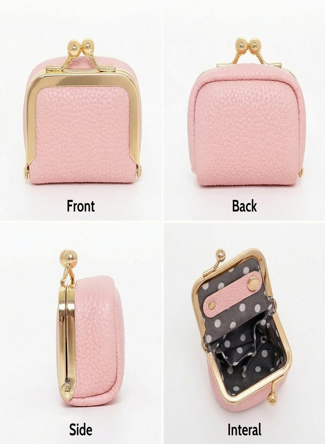 Sdfvsdg Genuine Leather Mini Jewelry Box Portable Vintage-Inspired Leather Small Coin Purse Jewelry Organizer Case Mini Travel Ring Box with Kiss Lock for Women Earring Ring Necklace - Image 5