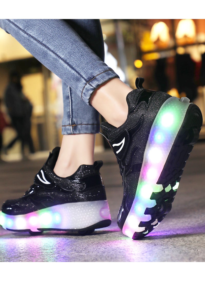 LITTLE ROCKZ LED Flash Light Fashion Shiny Sneaker Skate Heelys Shoes With Wheels And Lightning Sole  - Image 2
