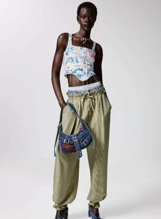 WOMAN WOVEN LONG TROUSERS