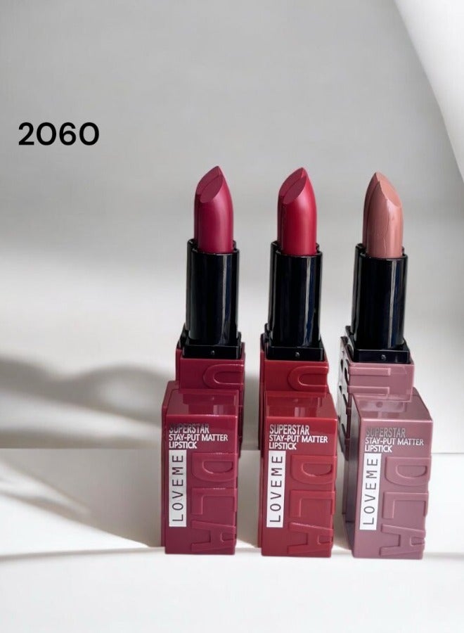 Loveme Beauty 3-Color Cream Lipstick - LS-2060 - Image 1